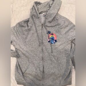 Disney Gray Stitch Ohana Juniors Zip Hoodie Sz XL